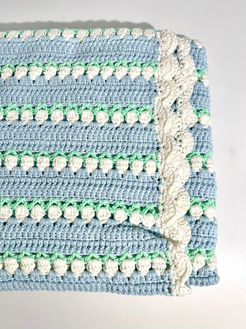 Manta de crochet para bebés y niños, diseño de tulipán, mezcla de algodón y lana, tamaño 40" x 40"