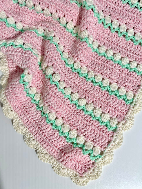 Manta de crochet para bebés y niños, diseño de tulipán, mezcla de algodón y lana, tamaño 40" x 40"