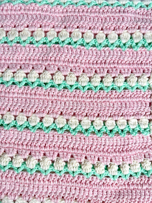 Manta de crochet para bebés y niños, diseño de tulipán, mezcla de algodón y lana, tamaño 40" x 40"