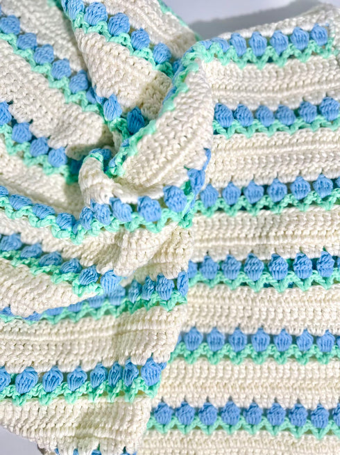Manta de crochet para bebés y niños, diseño de tulipán, mezcla de algodón y lana, tamaño 40" x 40"