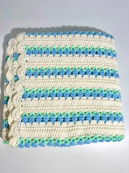 Manta de crochet para bebés y niños, diseño de tulipán, mezcla de algodón y lana, tamaño 40" x 40"
