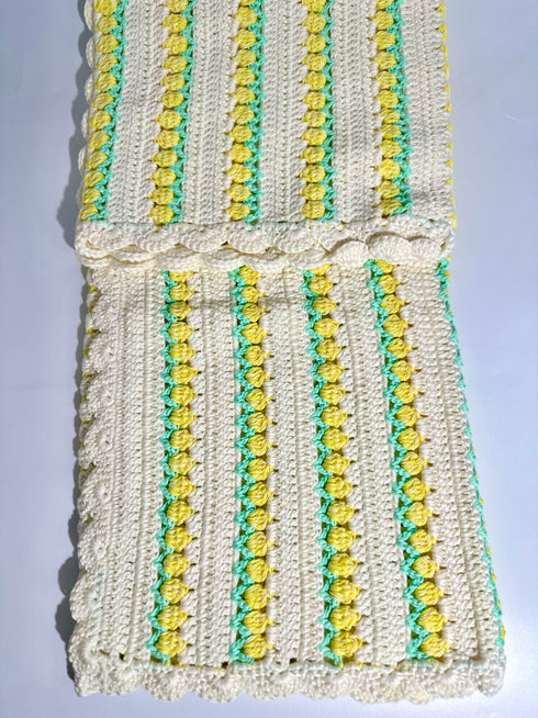 Manta de crochet para bebés y niños, diseño de tulipán, mezcla de algodón y lana, tamaño 40" x 40"