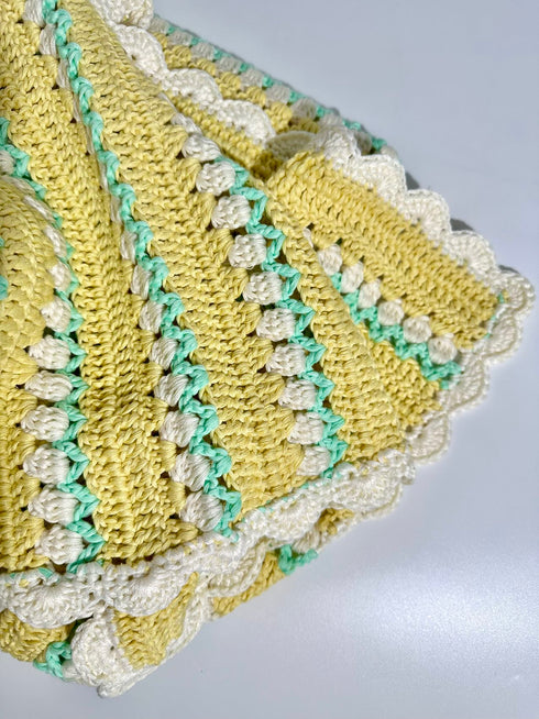 Manta de crochet para bebés y niños, diseño de tulipán, mezcla de algodón y lana, tamaño 40" x 40"