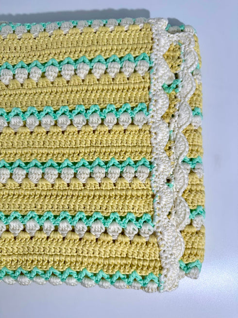 Manta de crochet para bebés y niños, diseño de tulipán, mezcla de algodón y lana, tamaño 40" x 40"