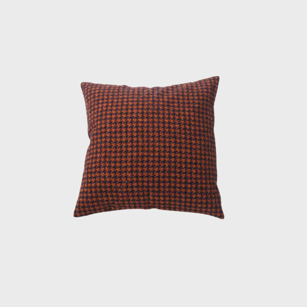 Brown And Navy Houndstooth Tinsel Throw Pillow