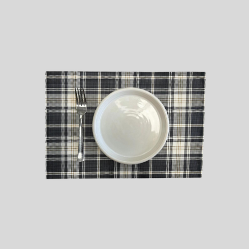 White and Black Plaid Placemats - (Set of 6)