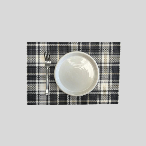 White and Black Plaid Placemats - (Set of 6)
