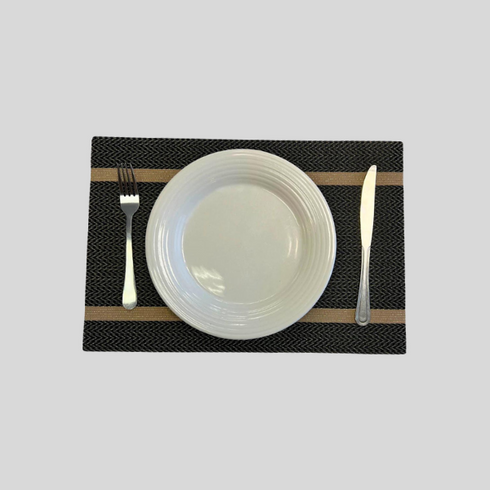 Black Pattern with Gold Stripes Placemats - (Set of 6)