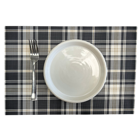 White and Black Plaid Placemats - (Set of 6)