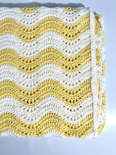 Manta de crochet para bebés y niños, patrón de ondas, mezcla de lana peinada y algodón