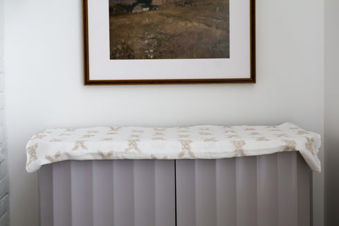 Boucle Home 100% Cotton Babies' Blanket | White with Fluffy Bunny Pattern 39" x 39"