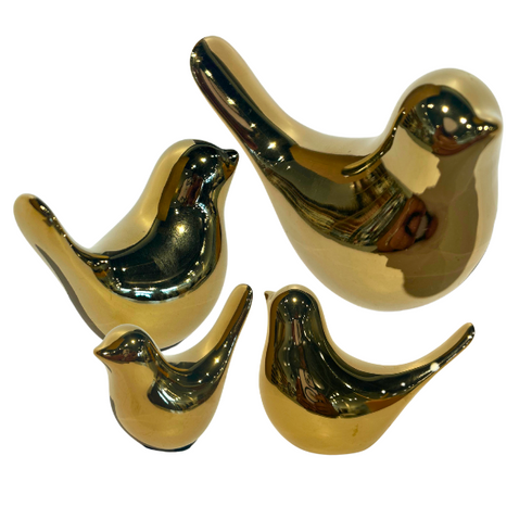 Ceramic Gold Birds set of 4