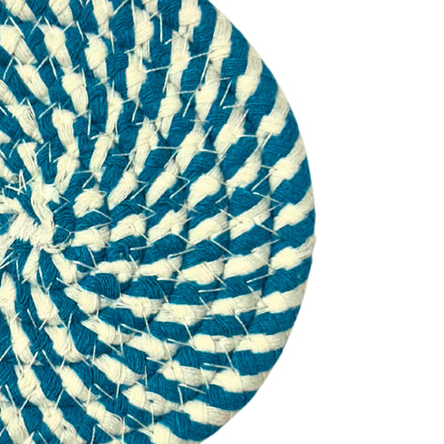 Rope Coasters Blue and White 4.3" Round