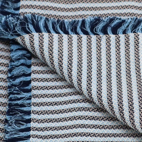 boucle homes detailed blue striped throw blanket