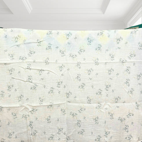 Diseño de flores verdes tranquilas | Manta para bebé 100 % algodón | 99 x 99 cm