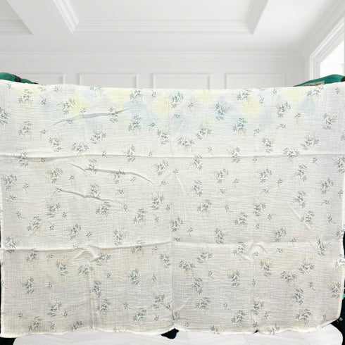 Diseño de flores verdes tranquilas | Manta para bebé 100 % algodón | 99 x 99 cm