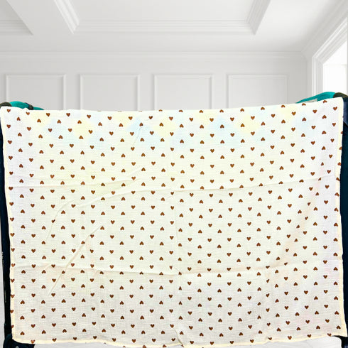 Diseño de corazones marrones | Manta de bebé de algodón premium | 39x39