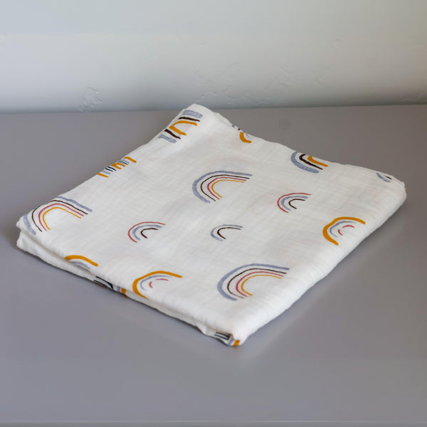 Cotton Rainbow Baby Blanket | 39” x 39” | Gender-Neutral