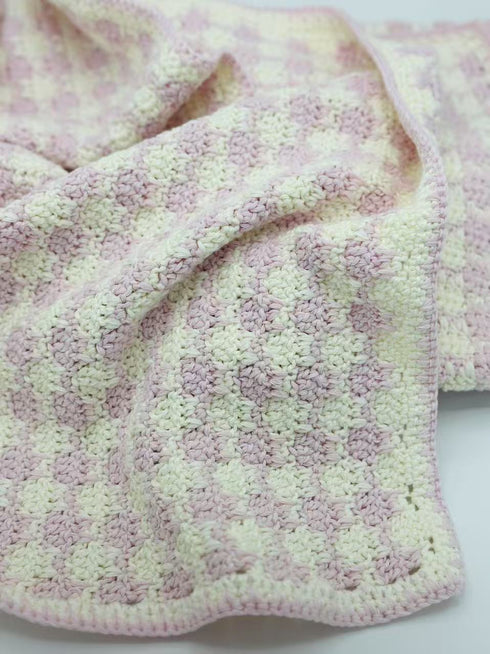 Mantas de crochet para bebés y niños, mezcla de lana peinada con algodón, hechas a mano, patrón de cuadros