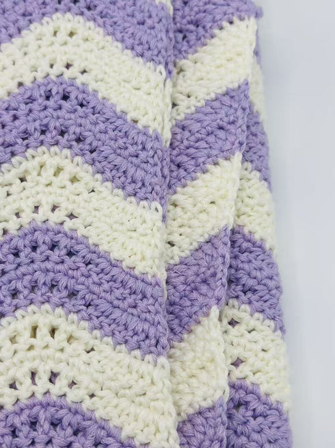 Manta de crochet para bebés y niños, patrón de ondas, mezcla de lana peinada y algodón