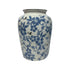 porcelain round vase for flowers with flower design on it