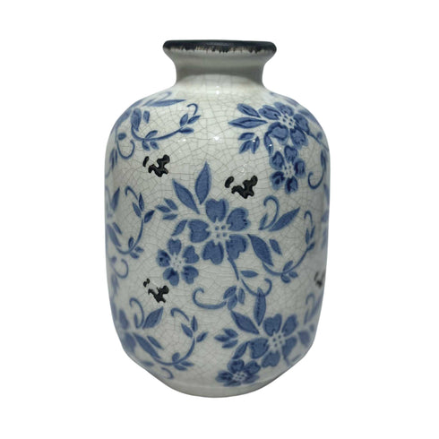 blue and white floral decorative home decor vase