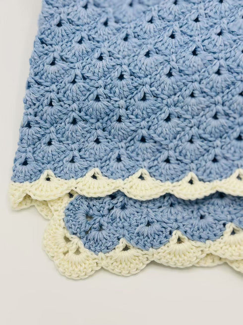 Manta de crochet para niños y bebés, decoración de habitación infantil, regalo para niños, mezcla de lana peinada y algodón