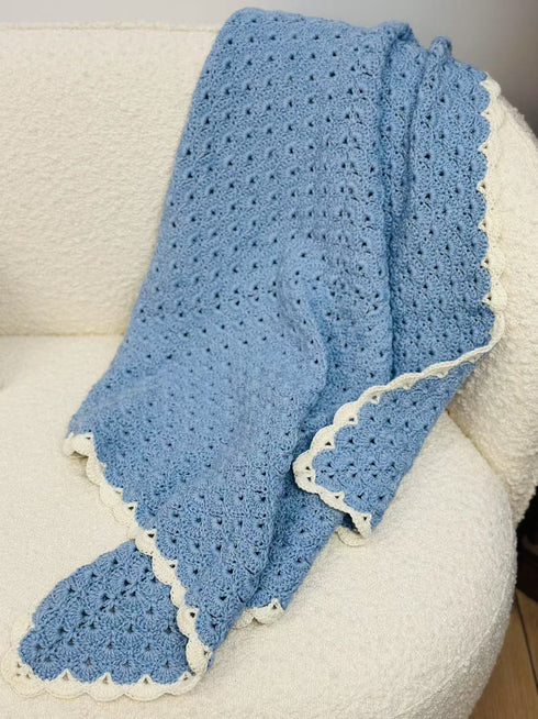 Manta de crochet para niños y bebés, decoración de habitación infantil, regalo para niños, mezcla de lana peinada y algodón
