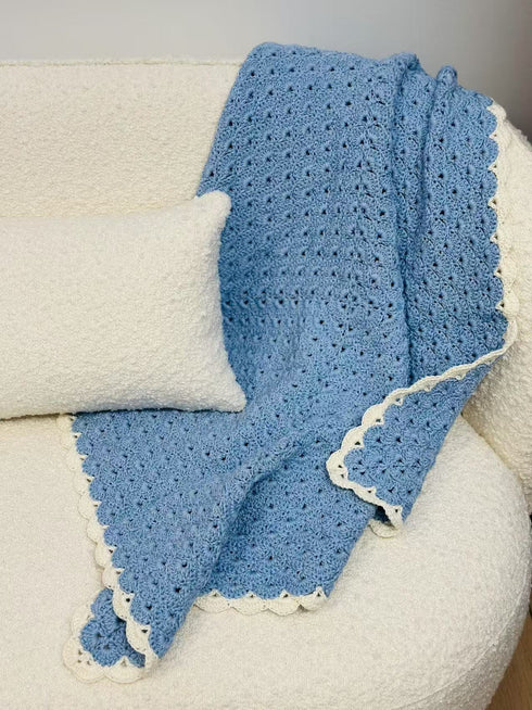 Manta de crochet para niños y bebés, decoración de habitación infantil, regalo para niños, mezcla de lana peinada y algodón