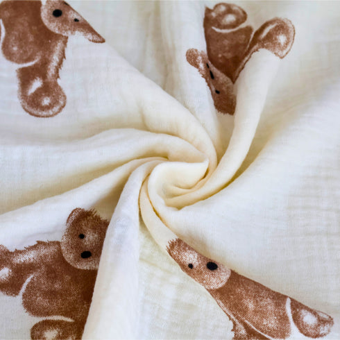 Teddy bear Print Swaddle Baby Blanket | 39" x 39"