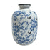 round large white and blue floral designed porcelain ceramic vase