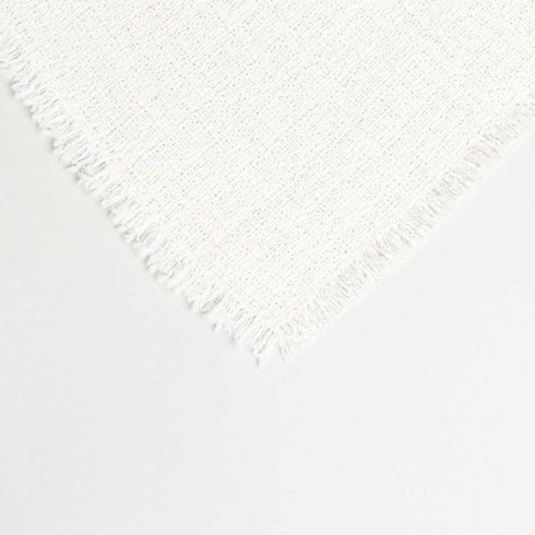 white textured corner view of a throw blanket